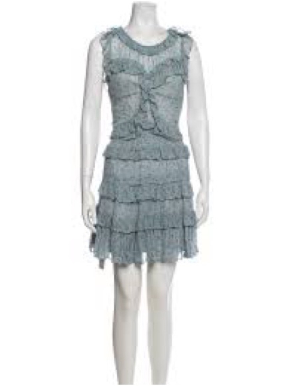 Rebecca Taylor Dusty Blue Ruffled Tiered Mini Dress